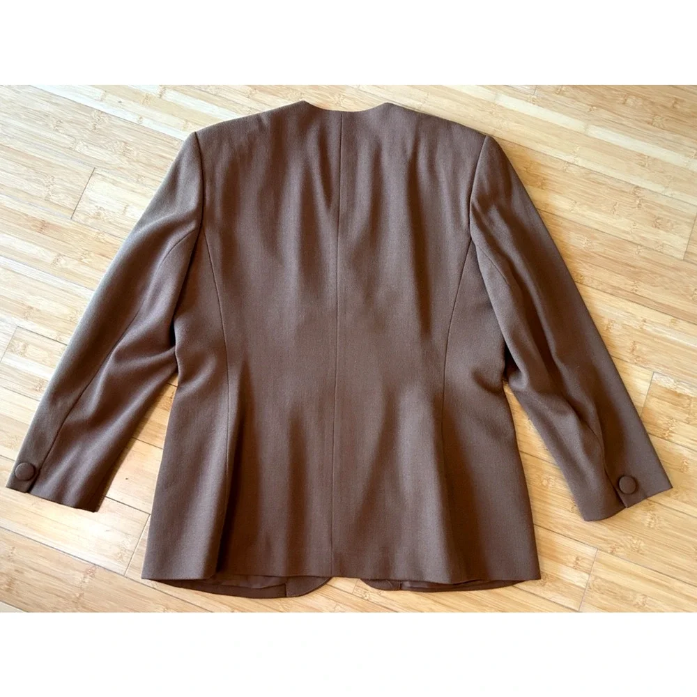 Vintage Saville Suit Skirt & Blazer Size 16 100%‎ Wool Camel Brown Career Church